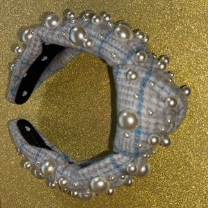 Lele Sadoughi Houndstooth Pearl Knotted Headband